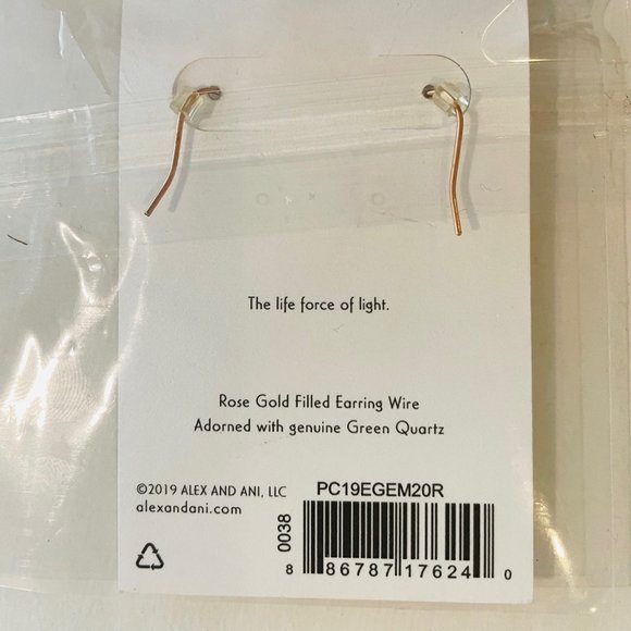 Alex and Ani Green Quartz Earrings rose gold, drop,dangle - Picture 3 of 12